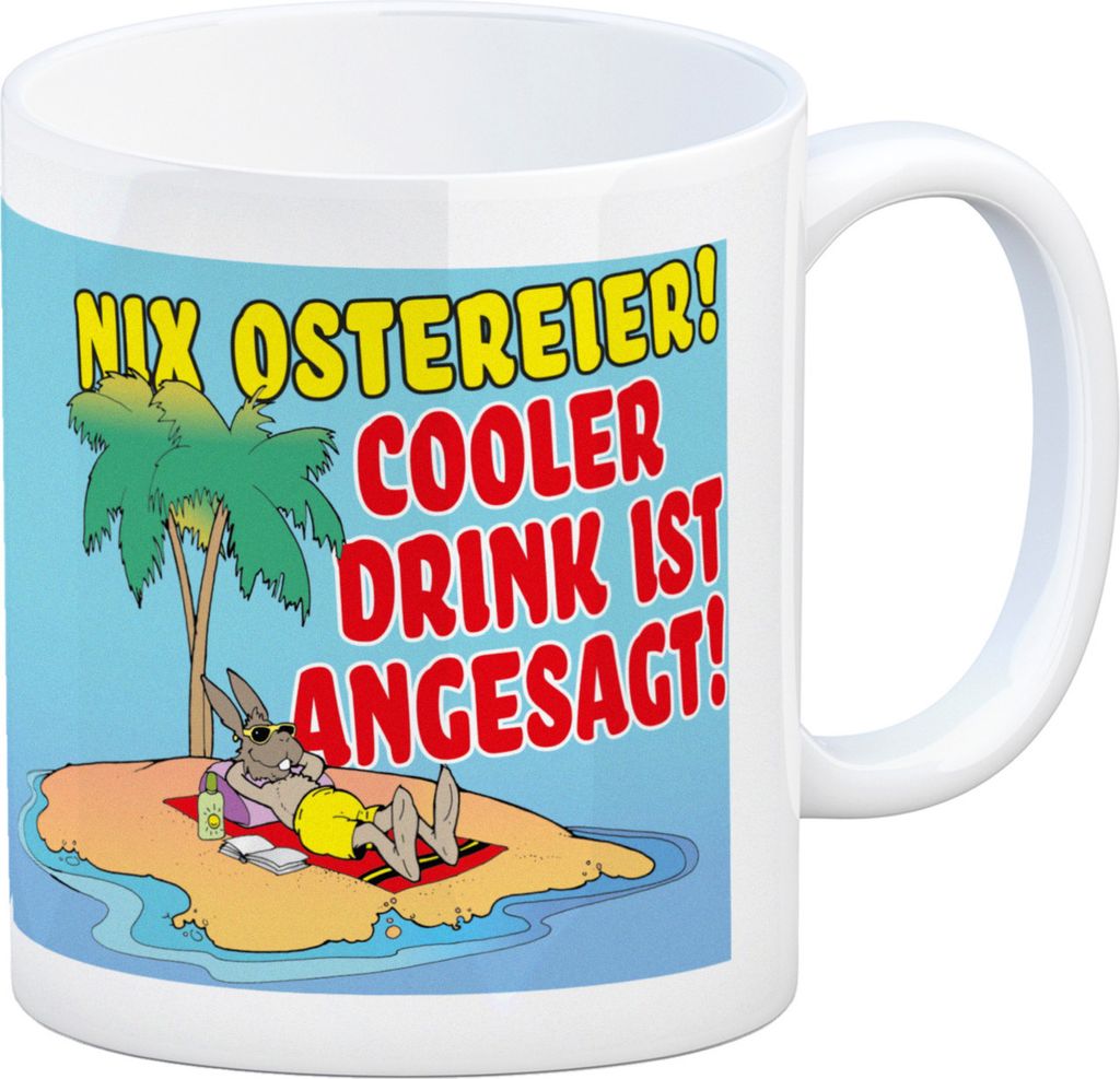 Osterhase im Urlaub Kaffeebecher mit Spruch