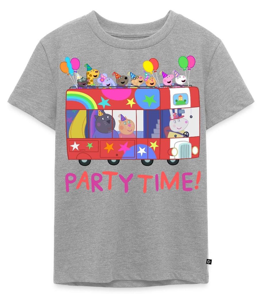 Spreadshirt Peppa Pig Design Party Time Mit Peppa Kinder Premium T-Shirt, 122/128 (6 Jahre), Grau meliert