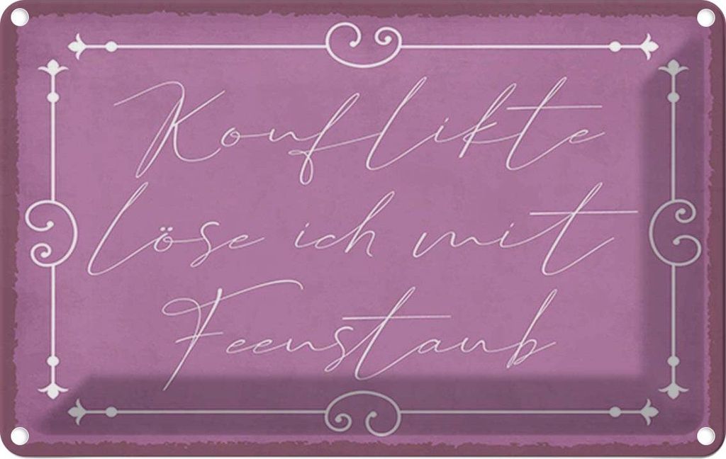 vianmo Blechschild 12x18 cm Konflikte löse ich mit Feenstaub Spruch Zitat