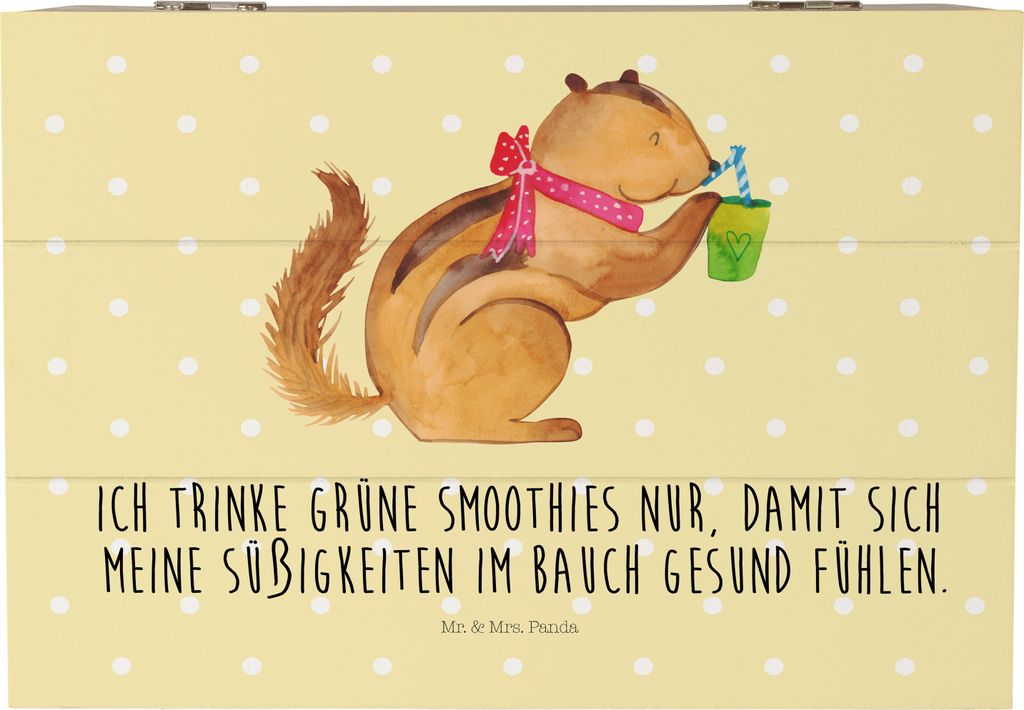 Mr. & Mrs. Panda Box Eichhörnchen Smoothie 22 x 15 cm - Gelb Pastell - Geschenk, Erinnerungsbox, Abnehmen, Green Smoothies, Schatzkiste, Aufbewahr...