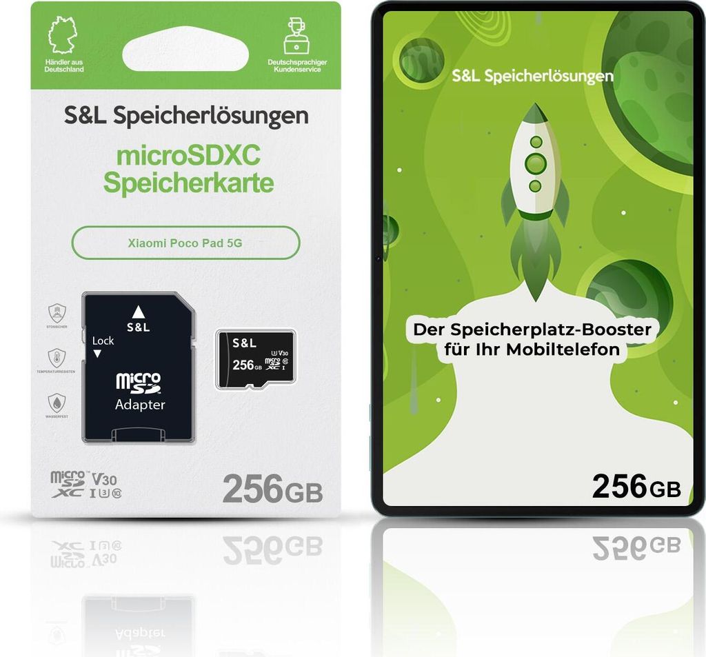 microSD Speicherkarte S&L für Xiaomi Poco Pad 5G - Speicherkapazität: 256 GB