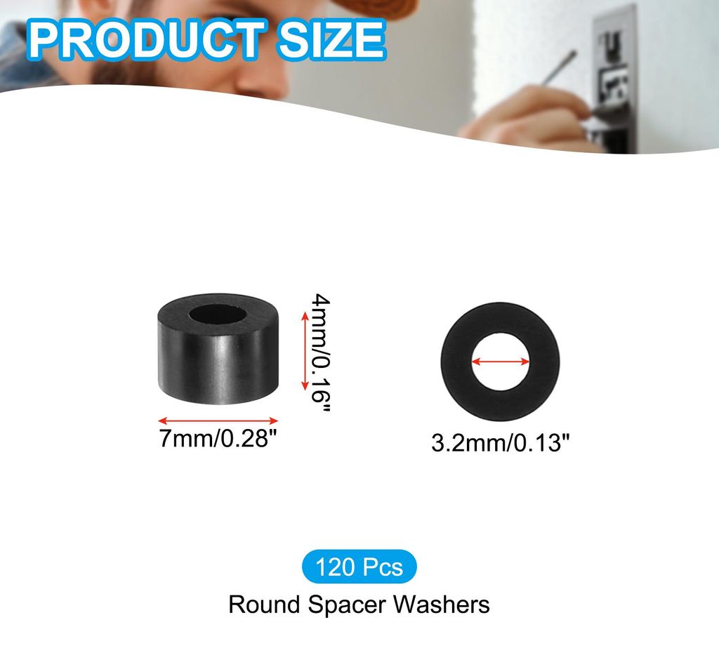 120 Stš¹ck M3 Abstandshalter ABS Distanzhš¹lsen Kunststoff 3.2 mm ID, 7 mm OD, 4 mm L?nge Nylon Runde Unterlegscheiben Abstandshš¹lsen Gummim...