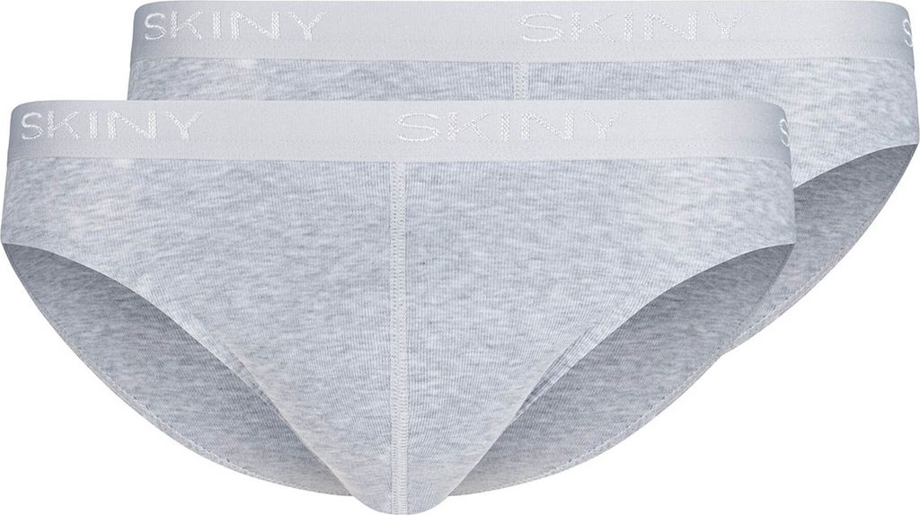 SKINY Herren Brasil-Slip, 2er Pack - Baumwolle Retro, Unterhose, Feinripp, Baumwolle Grau 2XL