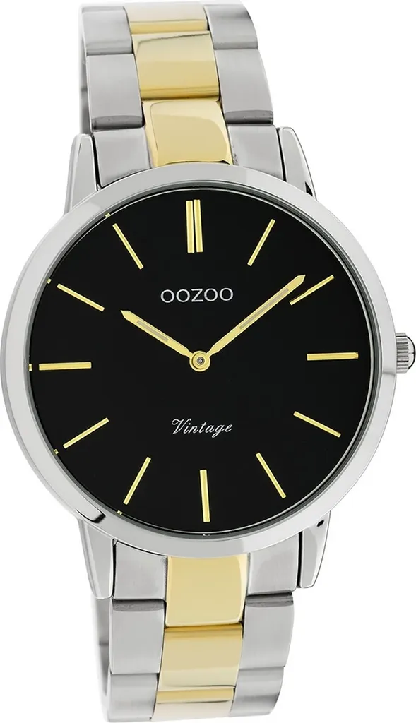 Oozoo Montre Femme Argent et Or C20107 Vintage Slim Acier Inoxydable
