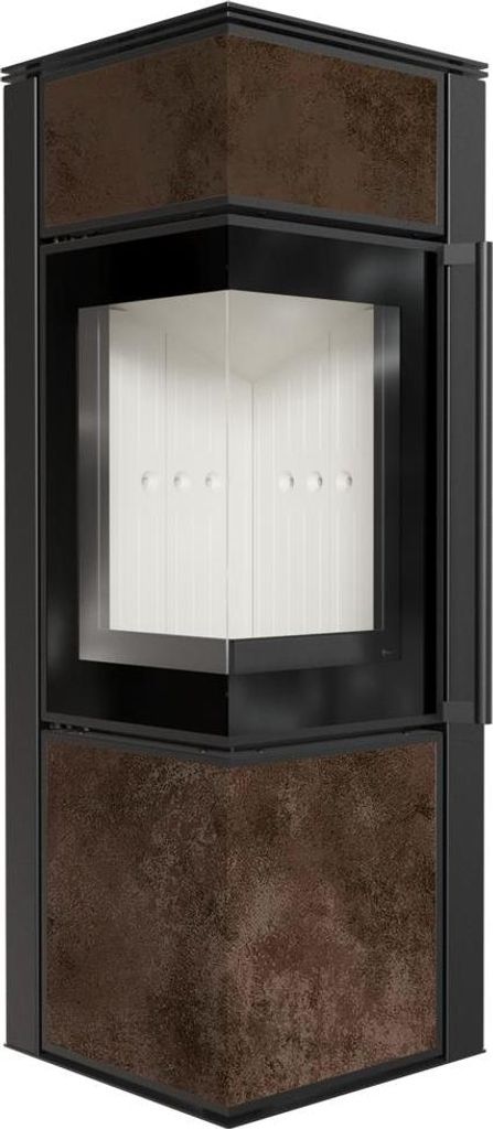 Kaminofen aus Stahl KRATKI TORA/S 8 kW Ø 150 Quarzsinter OXIDE MORO mit Türfeder