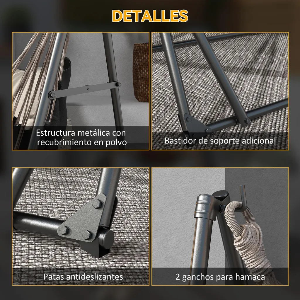 Support pour hamac en métal noir structure robuste et montage facile - 5
