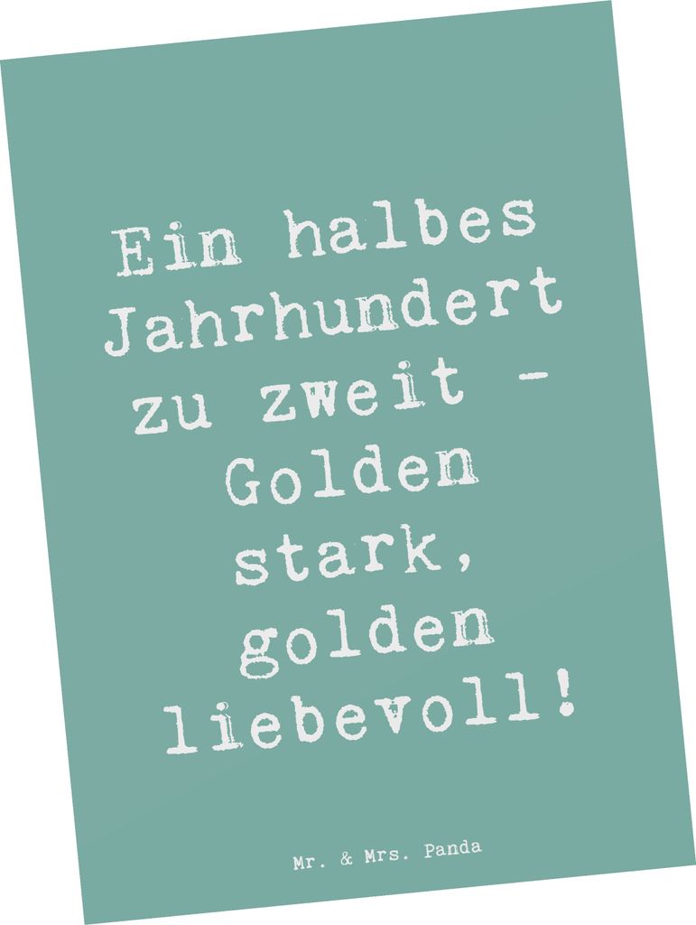 Mr. & Mrs. Panda Grußkarte Spruch 50. Hochzeitstag Goldene Hochzeit - Meeresbrise - Geschenk, Erinnerung, Fotokarte, Postkarten, Heirat, liebevoll...