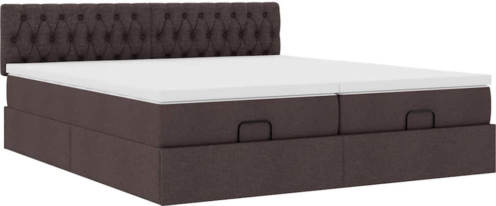 Ottoman-Bett mit Matratzen Dunkelbraun 200x200 cm Stoff