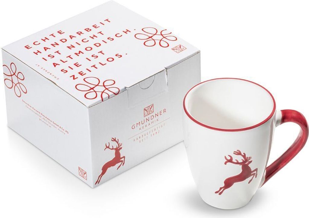 Gmundner Keramik Bordeauxr. Hirsch, Frühstücksbecher Max (0,3 L)