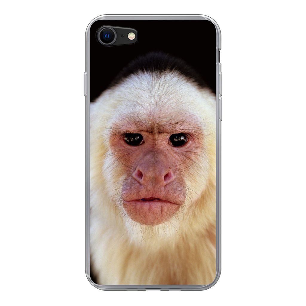 MuchoWow Handyhülle Schutzhülle Hülle für iPhone SE 2022 Affe - Fell - Schwarz Silikon Softcase Handy Hülle - Schutzhülle