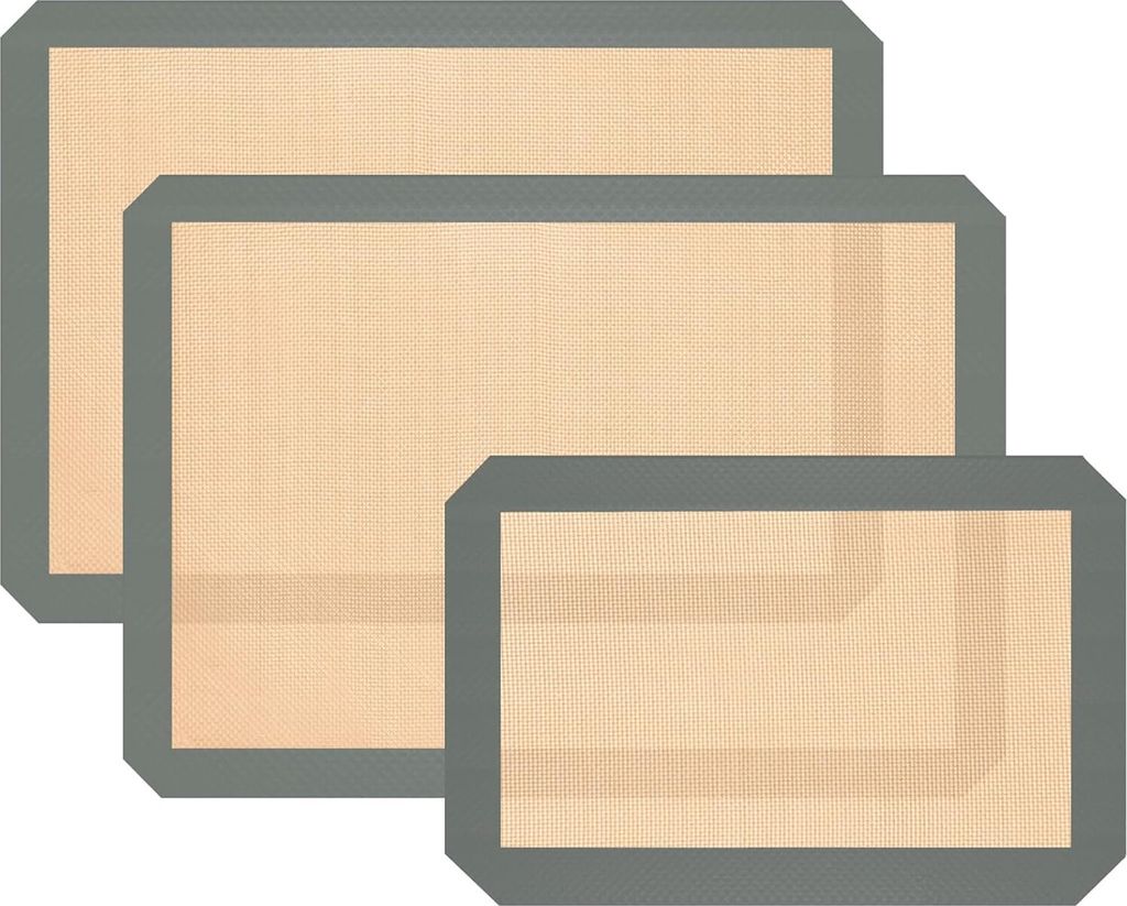 Silikon-Backmatte, 3er-Pack wiederverwendbare Backmatte, Antihaft, lebensmittelechte Silikonmatten zum Backen, Backblech zum Backen von Keksen, Mak...