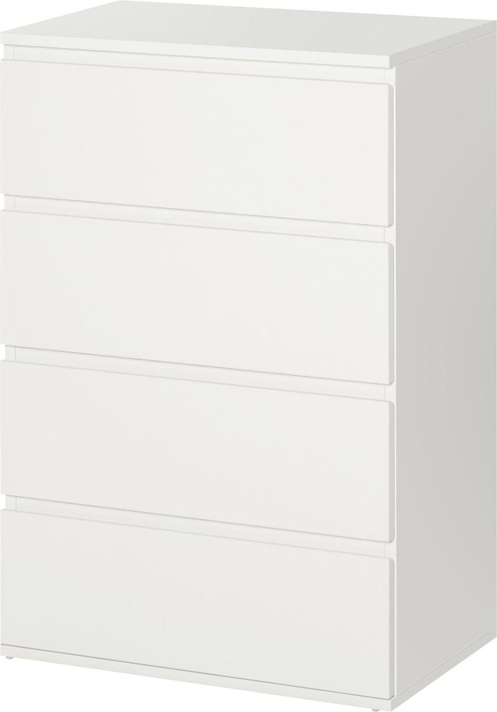 Kommode Schubladenschrank Sideboard Mit 4 Schubladen, Büroschrank Mit Kippsicheren Zuglaschen, Weiß, 55 X 33 X 80 Cm