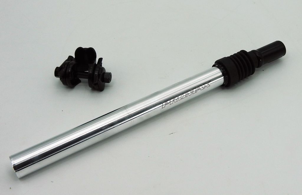 Promax Fahrrad gefederte Sattelstütze mit Kloben Alu Silber Ø25,4-28mm