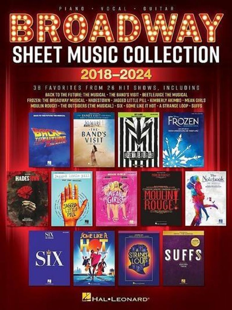 Broadway Notensammlung 2018-2024: 38 Favoriten aus 26 Hit-Shows arrangiert für Klavier, Gesang und Gitarre