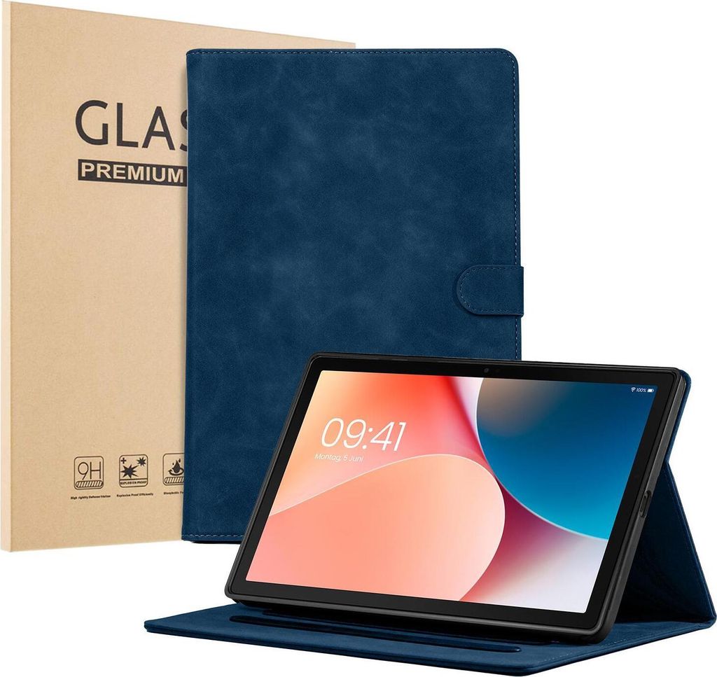 LBH Tablet Schutzhülle + 2x 9H Display Glas für Samsung Galaxy Tab A8 10.5 Zoll Cover Case Schutz Tablet Farbe: Blau