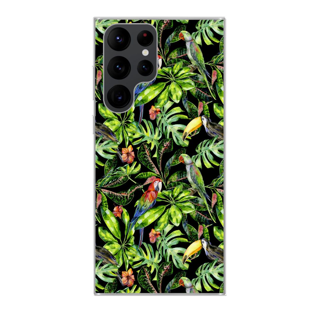 MuchoWow Handyhülle Schutzhülle Hülle für Samsung Galaxy S22 Ultra Vögel - Tropisch - Muster Silikon Softcase Handy Hülle - Abbildung