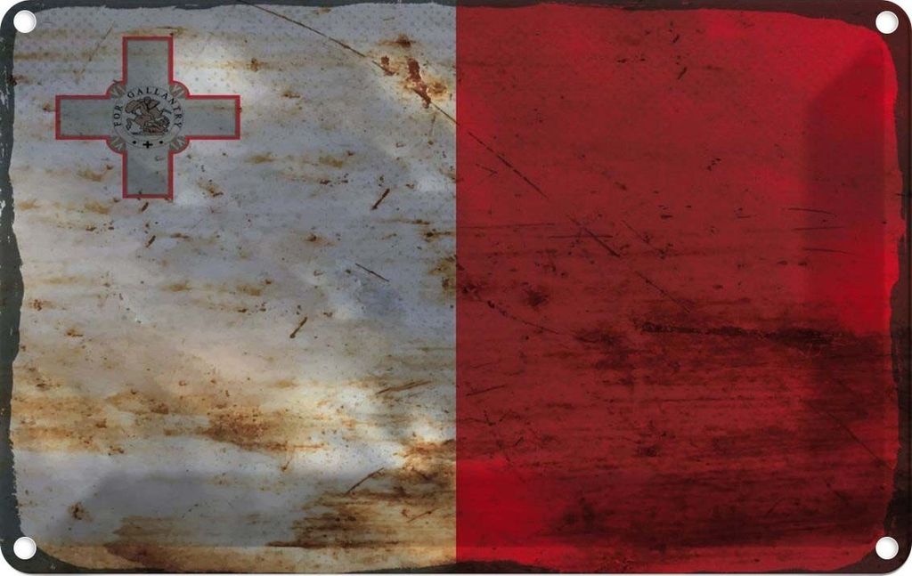 vianmo Blechschild 20x30 cm Malta Rost Flagge Fahne Wappen