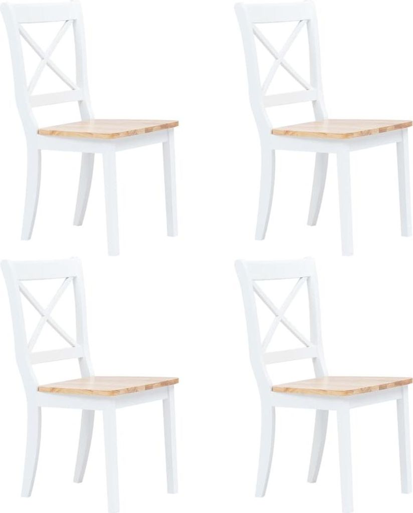 vidaXL 5-tlg. Essgruppe Gummiholz Massiv Weiß und Braun