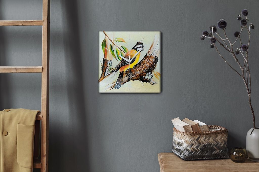Coloray Hodiny Unikátní 30x30 cm Tiché hodiny Pro obývací pokoj a kuchyň Nástěnné hodiny Plátno Bílé ručičky hodin - Zweig opouští...
