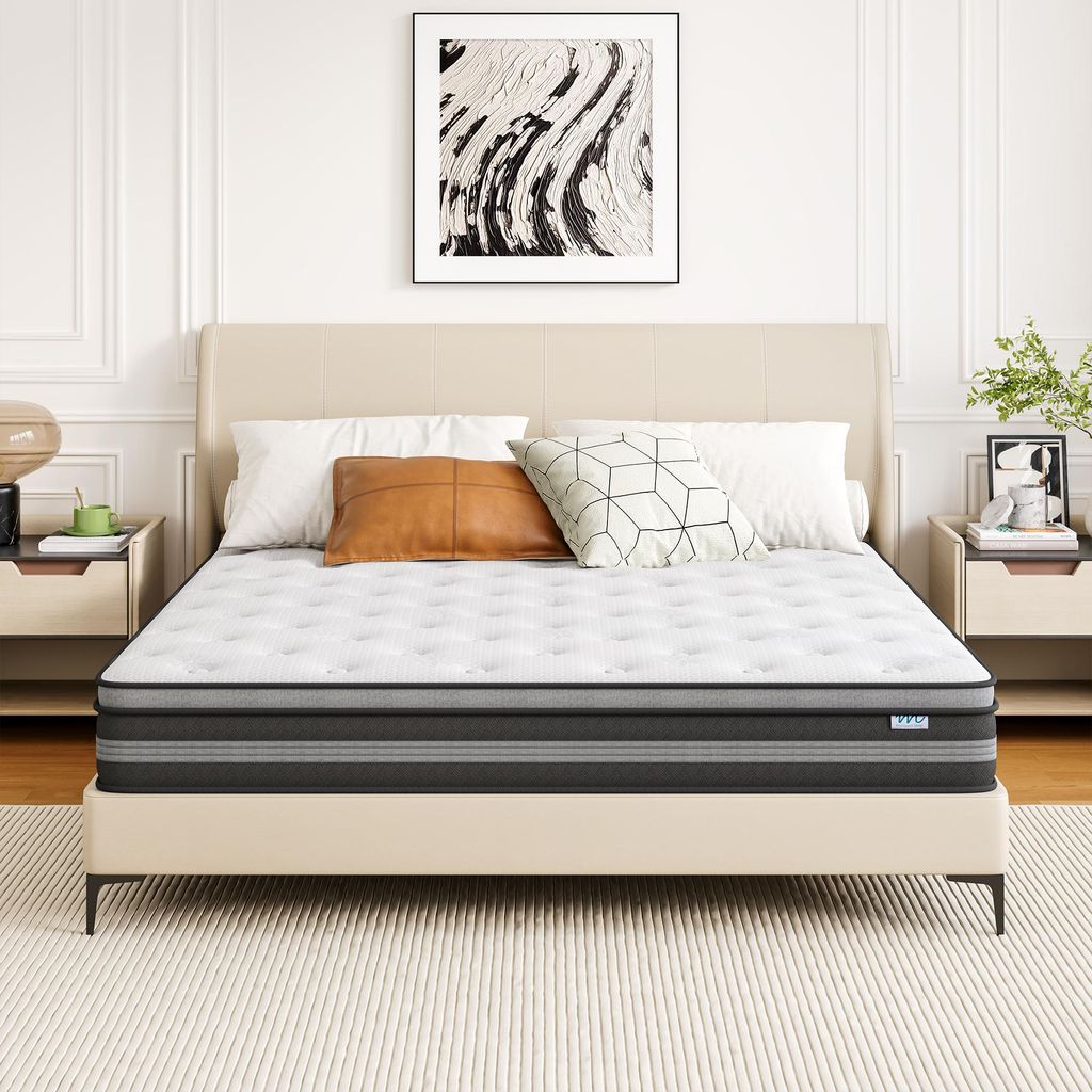 Moziel 160x200cm Matratze 26cm höhe, Taschenfederkernmatratze, 7-Zonen Matratze, Atmungsaktiv, Mittelfest, Druckentlastung, BT8