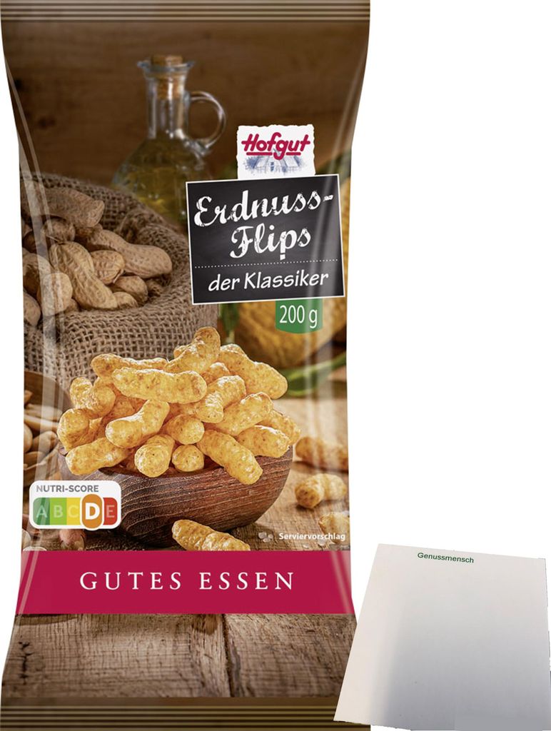 Hofgut Erdnussflips (200g Beutel) + usy Block