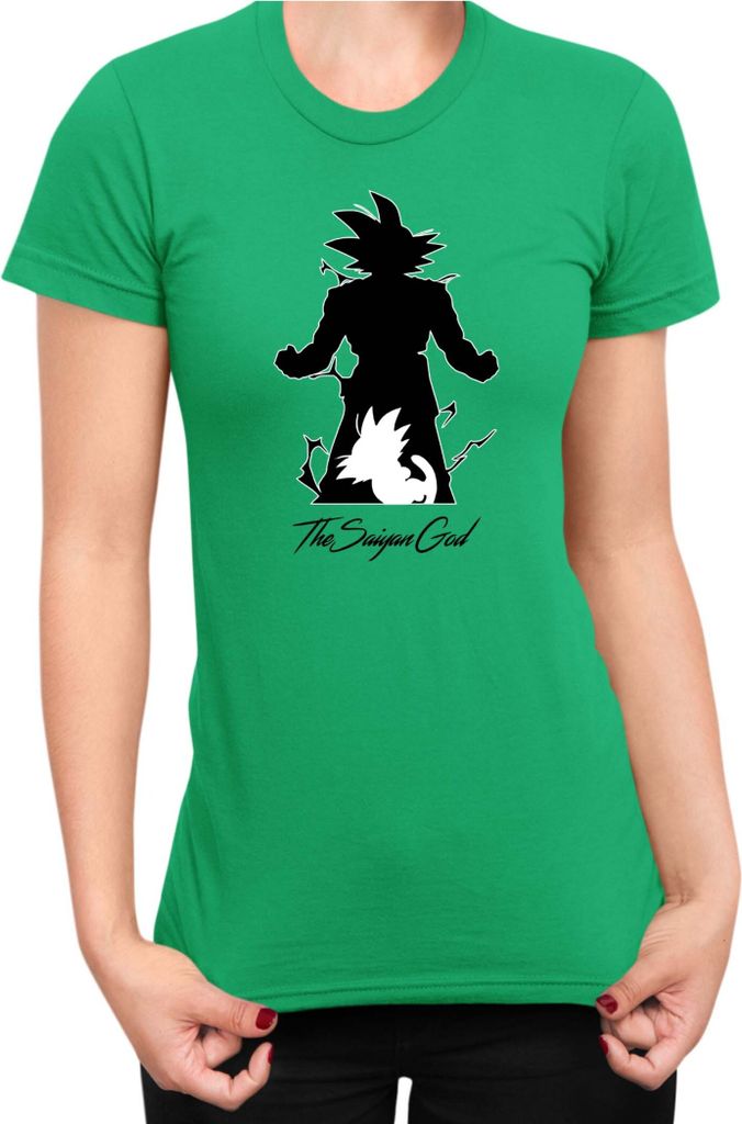 Damen T-Shirt Dragon Anime Manga Ball Z Goku 36, Lady 2XL / Grün
