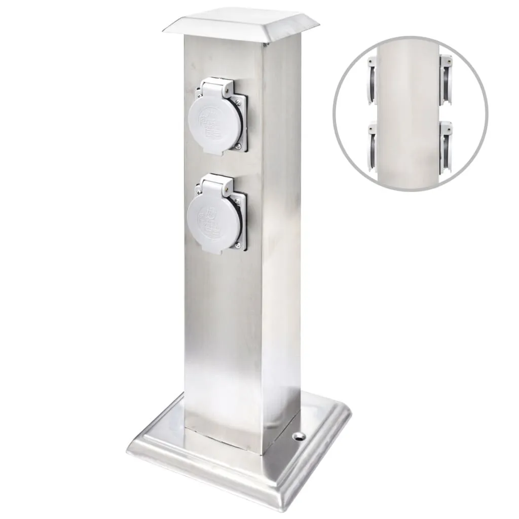 Borne électrique jardin inox double prise étanche IP44 pour extérieur
