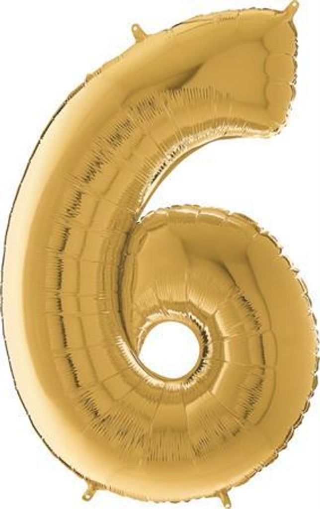 Palloncino gonfiabile numero 6 oro 66 cm Immagine del prodotto 