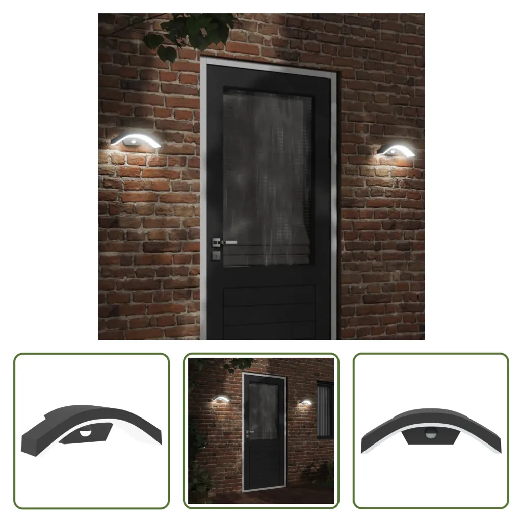 The Living Store Applique da esterno a LED con sensore in alluminio pressofuso nero