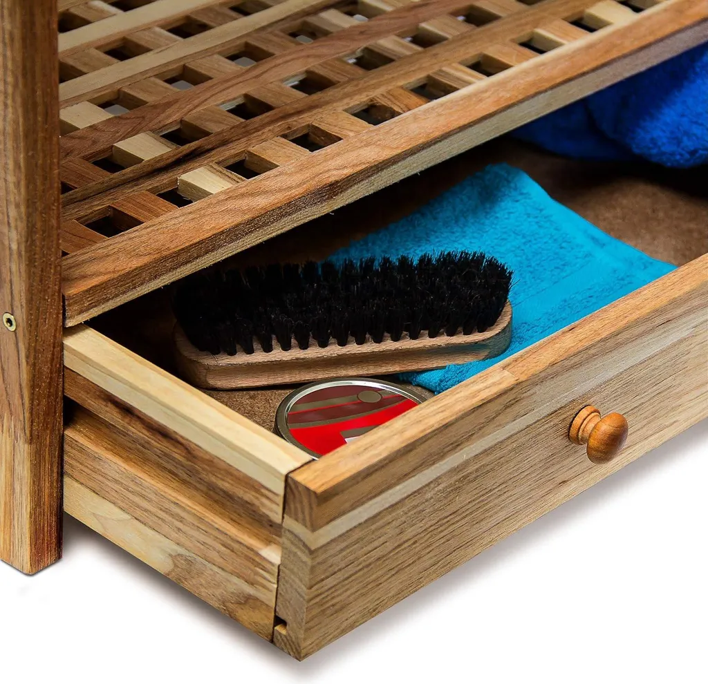 Meuble à chaussures en bois naturel 4 étages et tiroir de rangement