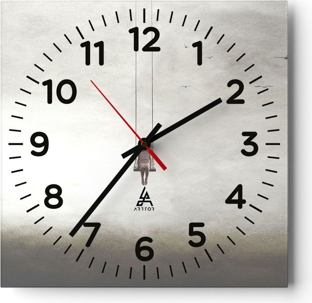 Wanduhr - Quadrat - Glasuhr - Schwingen rein Wolken - 40x40cm - Schleichendes Uhrwerk - Lautlos - zum Aufhängen bereit - Dekoration Modern - Wandd...