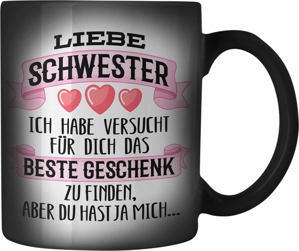 Trendation - Beste Schwester Geschenk Farbwechsel Zauber-Tasse Karabiner Farbwechsel Zauber-Tasse Edelstahl Geburtstag Weihnachten Geschenkideen Sc...