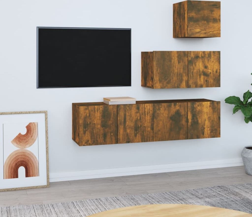 Maison Exclusive - 4-tlg. TV-Schrank-Set Räuchereiche Holzwerkstoff