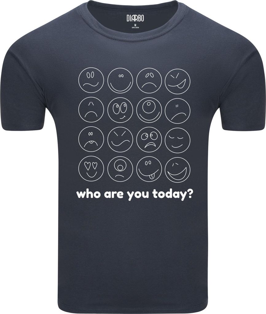Diarbo Herren T-Shirt mit Lustigem Druck Wer bist du heute? Dunkelgrau Gr.S