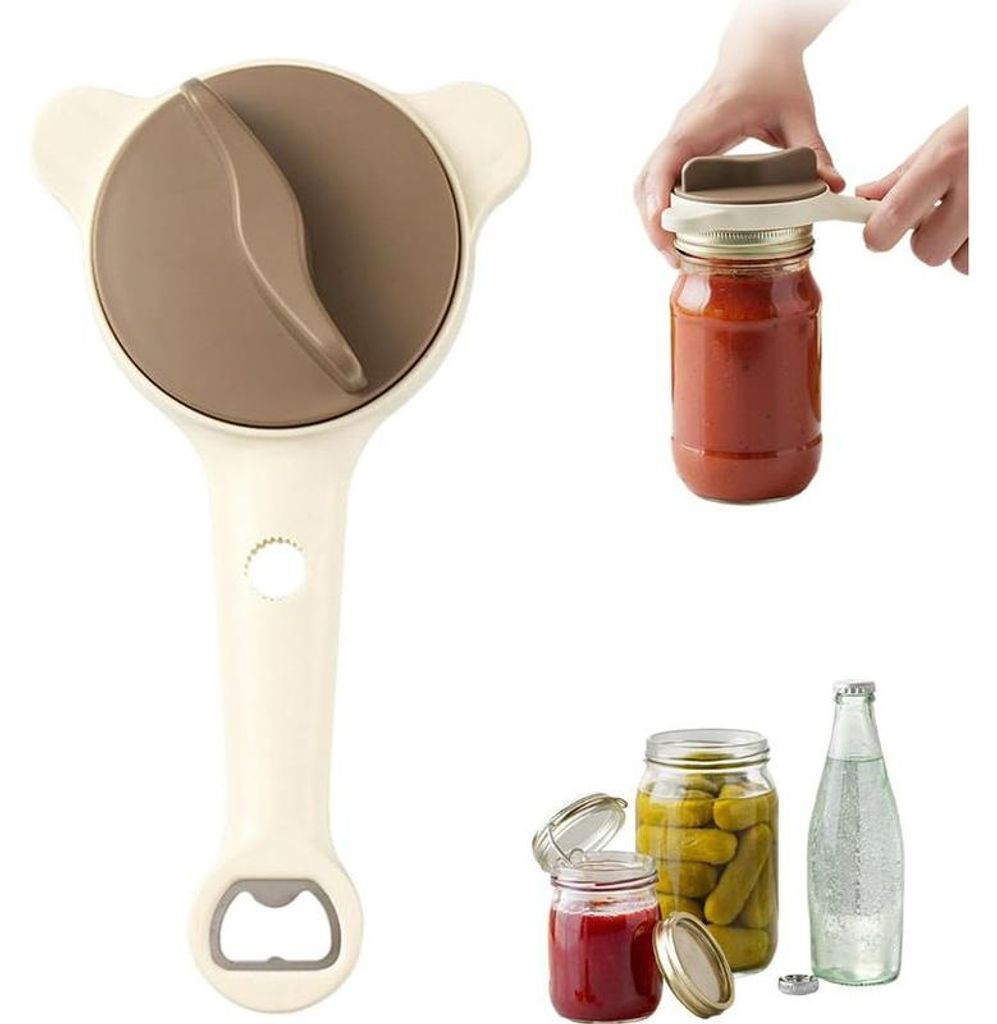 4-in-1 Deckelöffner Verstellbar 2,5–9 cm – Glasöffner mit Hebelwirkung für Gläser, Flaschen & Schraubverschlüsse, Ideal für Senioren & Ar...