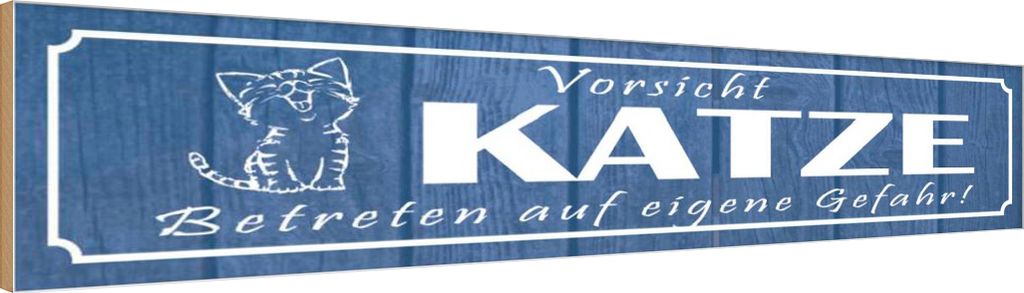 vianmo Holzschild 10x46 cm Vorsicht Katze eigene Gefahr Spruch Zitat