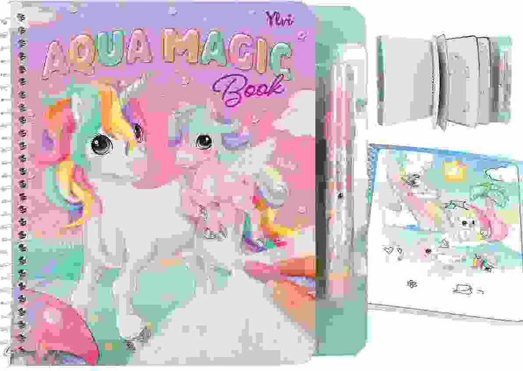 Depesche 12802 Ylvi - Aqua Magic Malbuch mit versteckten Prinzessinnen-Motiven, Kreativbuch mit 5 wiederbemalbaren Seiten und einem Wasserstift