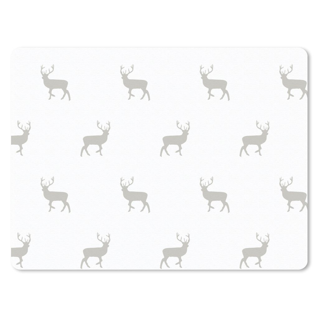 MuchoWow Mauspad Mousepad Muster - Hirsche - Weiß 23x19 cm - Mousepads - Maus Mat - Pad - Mausunterlage - Schreibtischunterlage - Mauspad