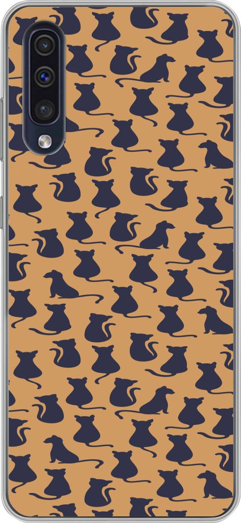MuchoWow Handyhülle Schutzhülle Hülle für Telefoonhoesje Samsung Galaxy A30s Muster - Katze - Silhouette - Jungen - Mädchen - Kinder - Kind ...