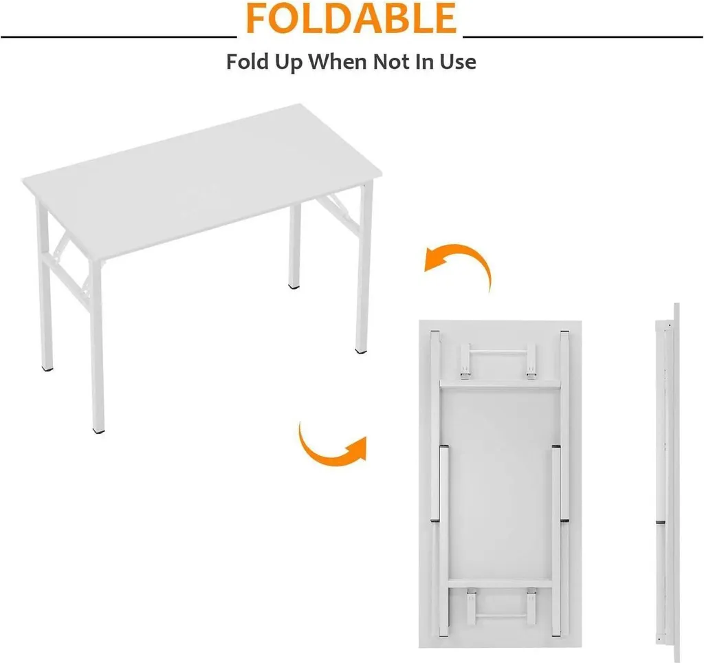 Petite table pliante 80x40 cm Blanche solution bureau sans encombrement