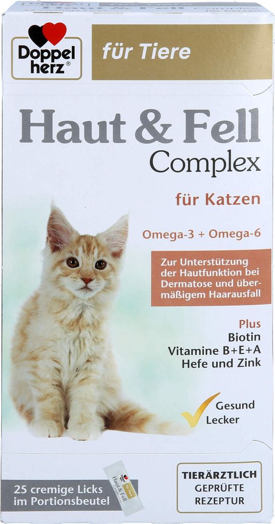 Doppelherz für Tiere Haut & Fell Complex cremige Licks für Katzen, 25 St. Sticks