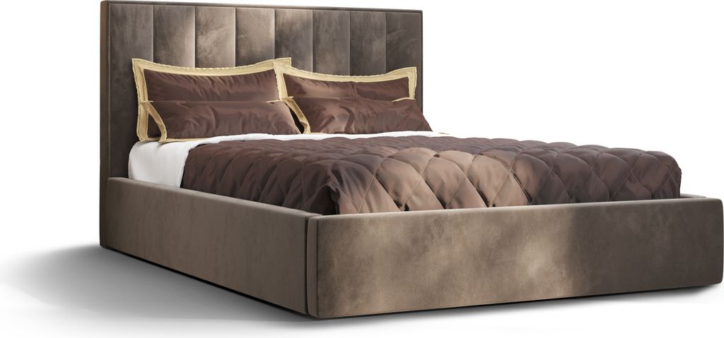 Roe Furniture | Boxspringbett - OTTO - 160x200 cm - Braun - Mit Bettkasten und Stauraum - Polsterbetten - Gästebett - Bett Schlafzimmer - Bett