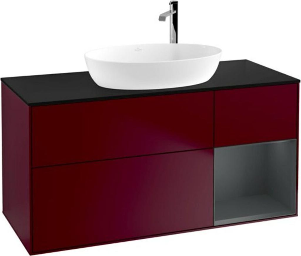 V&B Waschtischunterschrank Wandbeleuchtung Finion 120cm, Pl bla m, Reg md m Lac, Peo m