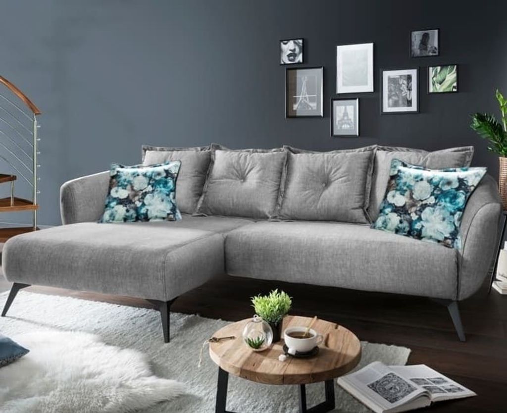 Benformato Ecksofa Baggio Tessuto Mikrofaser in verschiedenen Farben erhältlich : Silber Designer-Farben: Silber