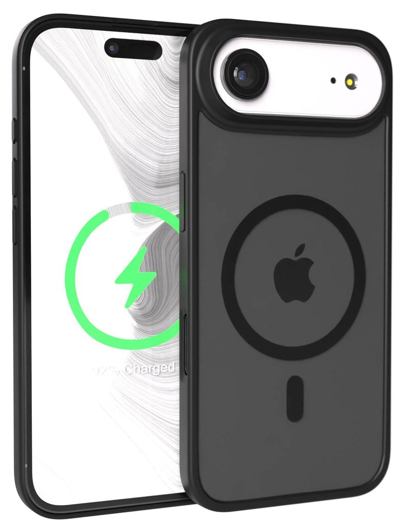 EAZY CASE - Outdoor Case mit MagSafe Funktion kompatibel mit Apple iPhone Air, induktives Laden, stoßfest, Silikonhülle mit Kameraschutz in Schwarz