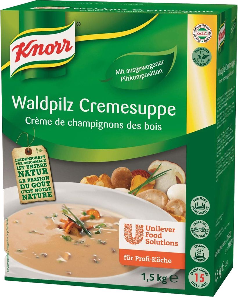 Verpackungsbild Knorr Waldpilz Cremesuppe ergibt 15 Liter Großpackung für Gastro 1500g