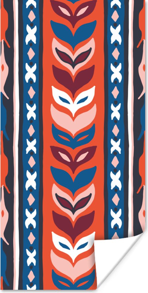 MuchoWow Poster Design - Blumen - Pflanzen - Rot - Minimalismus 20x40 cm - Plakat - Foto