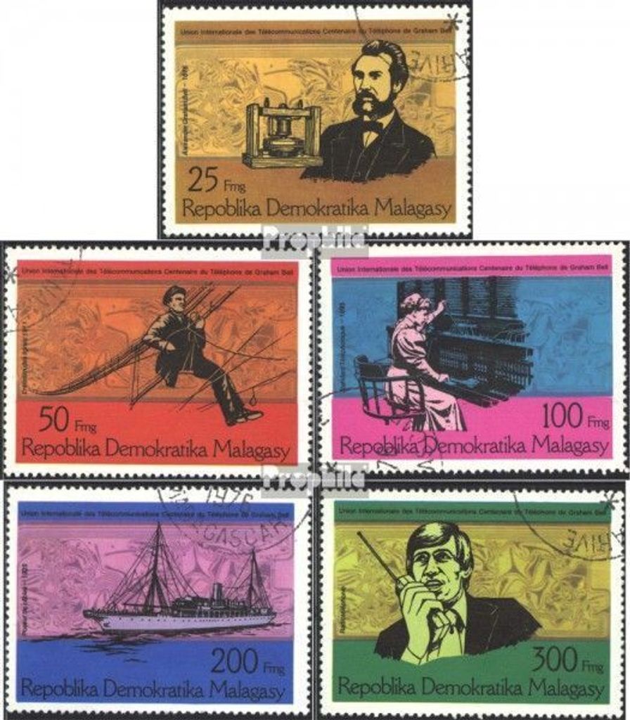 Briefmarken Madagaskar 1976 Mi 794-798 (kompl.Ausg.) gestempelt 100 Jahre Telefon