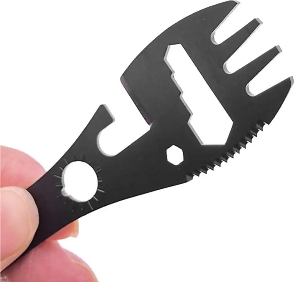 Kit repas camping : Cuillère-fourchette tactique noire avec décapsuleur - 6