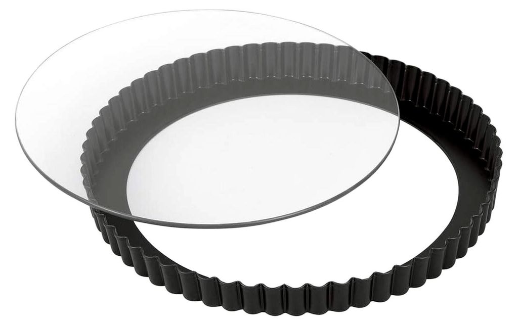 Kaiser Inspiration Tarteform mit Hebeboden Glas 28 cm, Quicheform antihaftbeschichtet, herausdrückbarer Hebeboden